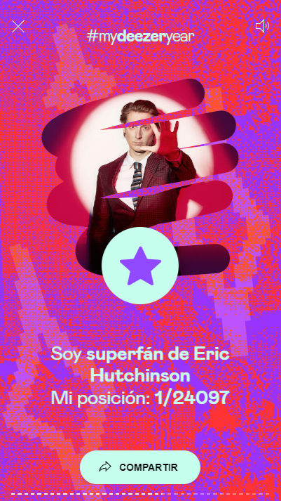 kingpacaya_'s tweet photo. Hi @EricHutchinson, according to @Deezer  I'm your #1 fan 😃 https://t.co/WP7S96KazI