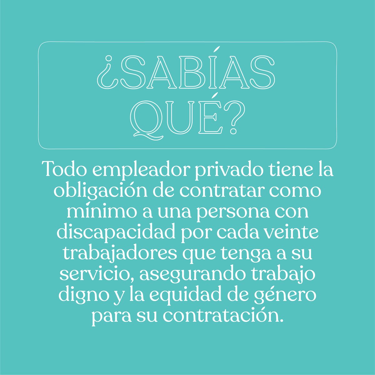 igualtat_sv's tweet photo. ¿Sabías que? La Ley Especial de Inclusión de las Personas con Discapacidad establece que: (Art. 63 inc 1°)

#igualtat #igualdadsv #mujeresporigualdad https://t.co/1K7lsxNJoo