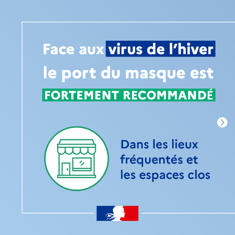 gouvernementFR's tweet photo. #VirusDeLHiver | Quand dois-je porter mon masque ? 😷

👉 Face aux virus de l’hiver, le port du masque est fortement recommandé dans certaines situations.
Découvrez lesquelles ⤵️

Ensemble, restons prudents.