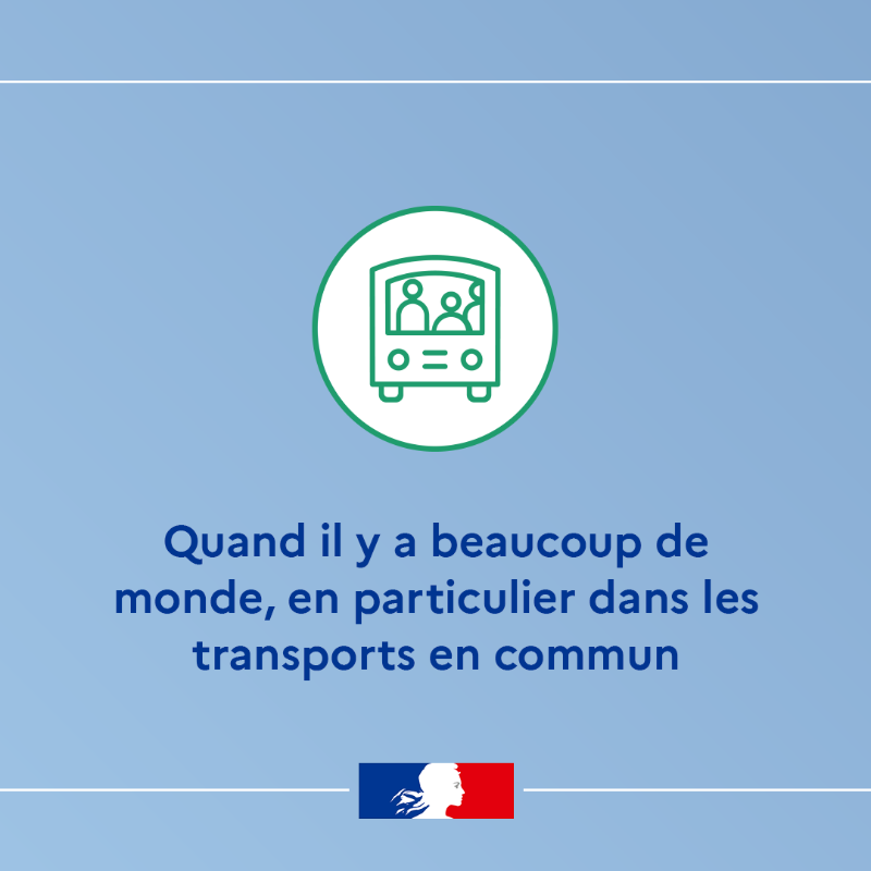 gouvernementFR's tweet photo. #VirusDeLHiver | Quand dois-je porter mon masque ? 😷

👉 Face aux virus de l’hiver, le port du masque est fortement recommandé dans certaines situations.
Découvrez lesquelles ⤵️

Ensemble, restons prudents.