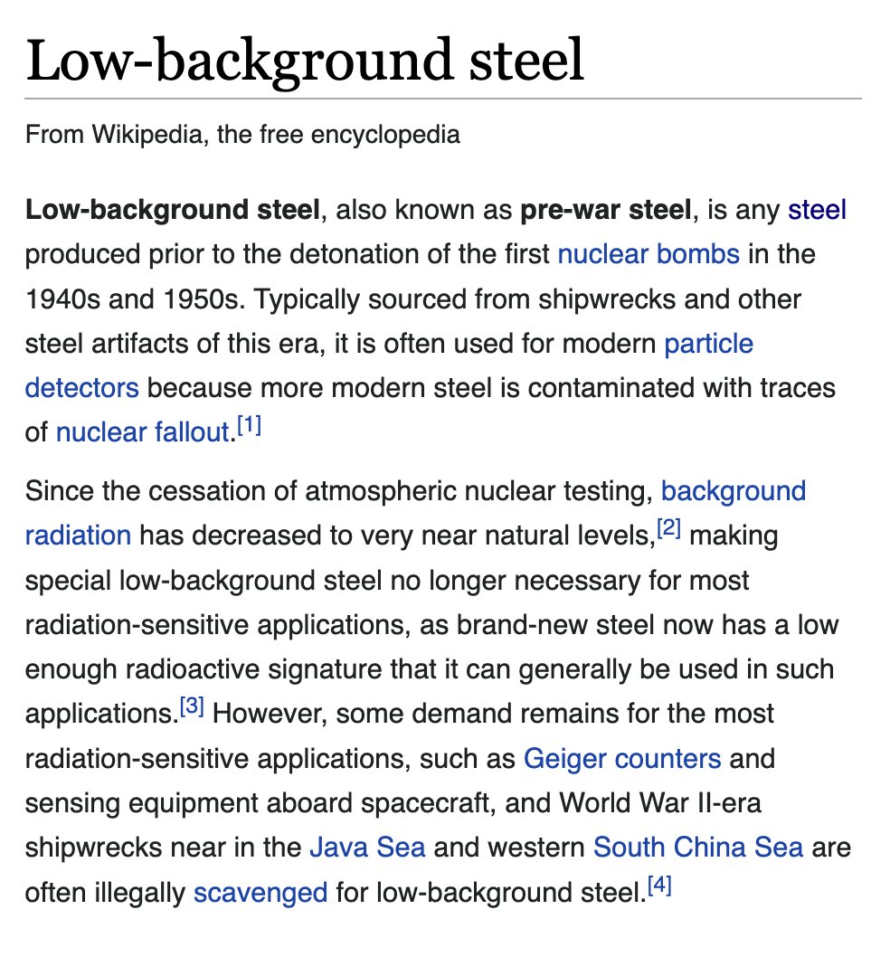 1940s: the detonation of nuclear bombs contaminates nearly all steel on Earth, resulting in the need to scavenge low-radiation pre-war steel from sunken shipwrecks

2020s: ChatGPT contaminates content with synthetic text, resulting in the need to segregate pre-LLM sources