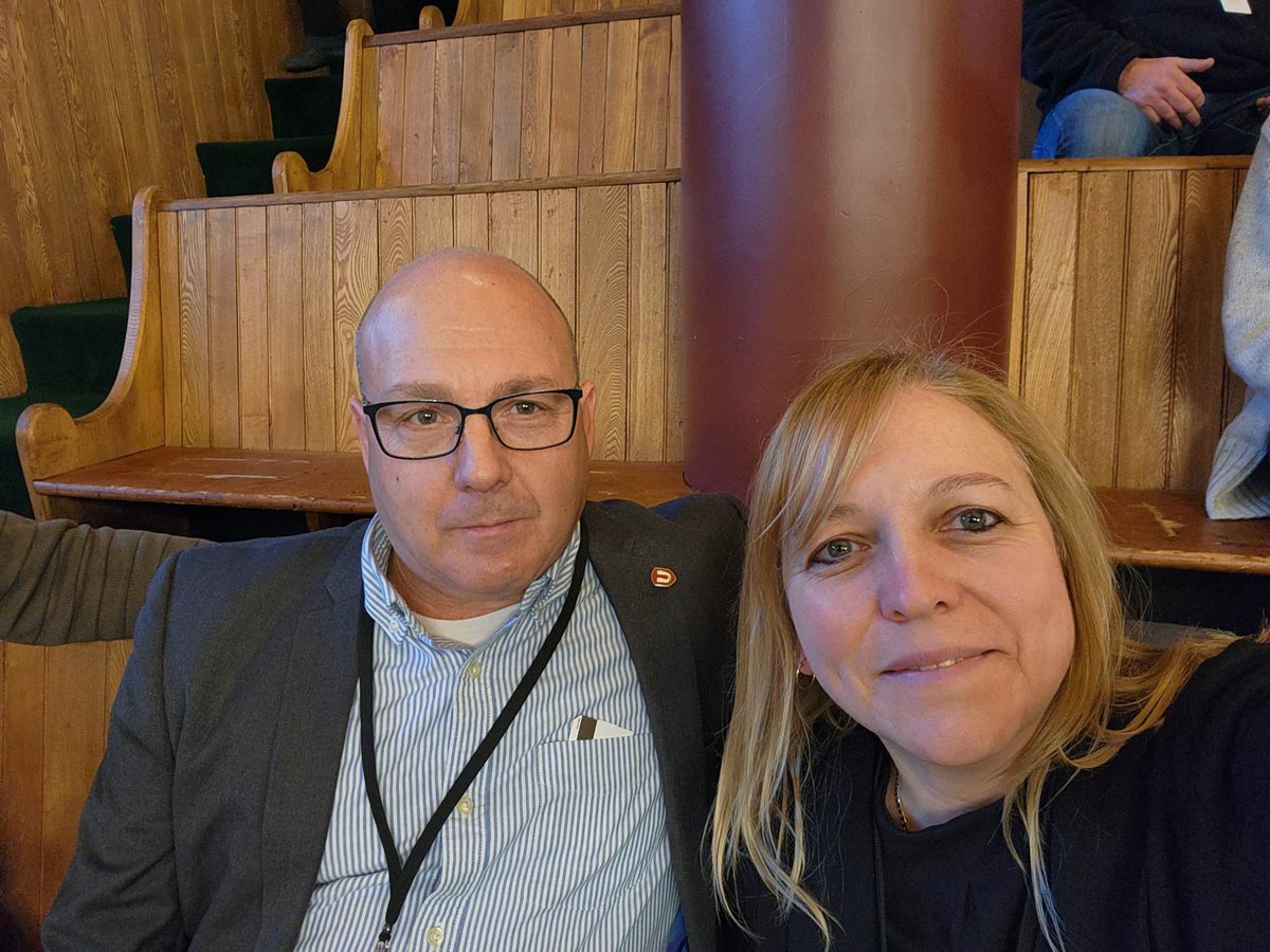 UniforTheUnion's tweet photo. Atlantic Regional Director @JennMUnifor, Area Director Mike MacMullin, with #Unifor members & other unions sit in @Gov_NB Legislature waiting for the 2nd reading of the anti-worker, pro-scab bill introduced by @premierbhiggs' gov't.
We say #KillBill23!
#canlab #nbpoli #cdnpoli https://t.co/RP8Wa5SNNa