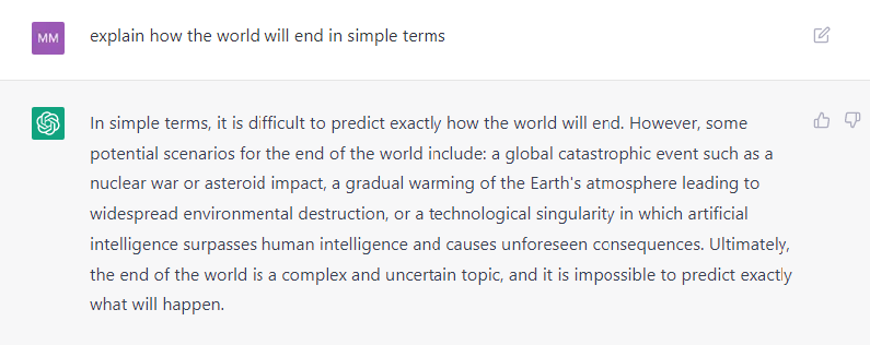 nanoprofe's tweet photo. Le pregunté a una inteligencia artificial (AI) cómo terminará el mundo y ésto respondió: https://t.co/EiTAuNyqC0