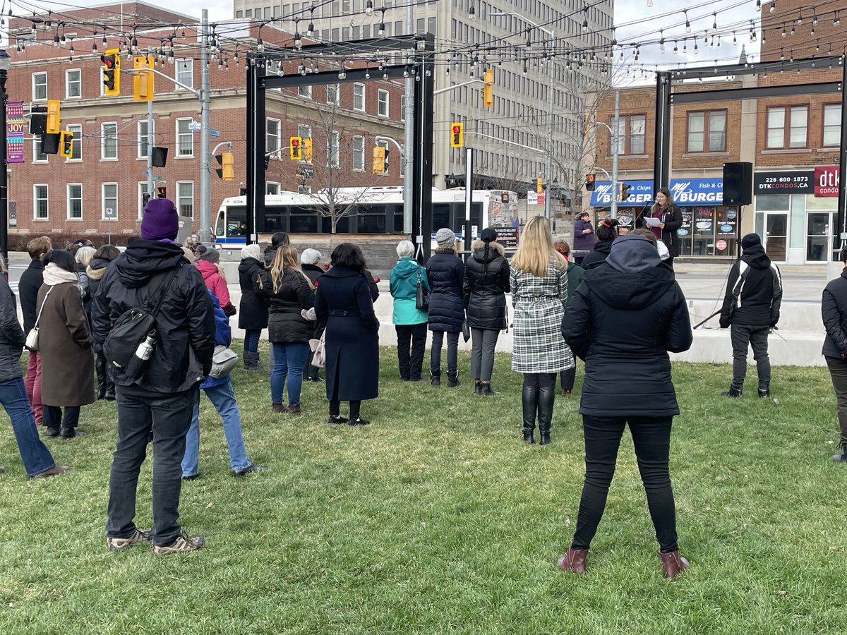⁦<a href="/ywcakw/">YWCA Kitchener-Waterloo</a>⁩ at vogelsang green remembering women who can no longer speak for themselves - Day of Remembrance and action against violence against women.