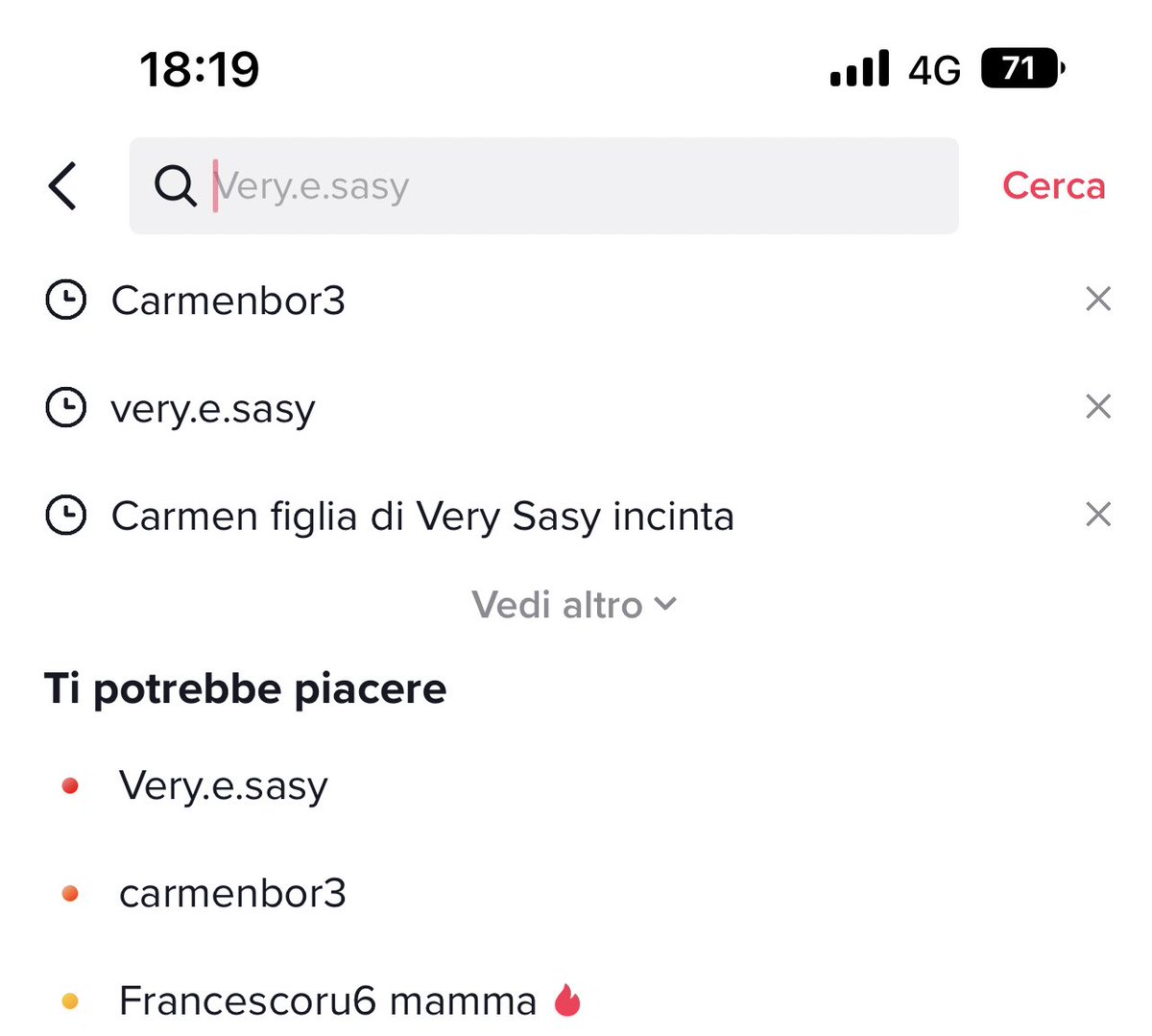 Le mie ricerche su tik tok