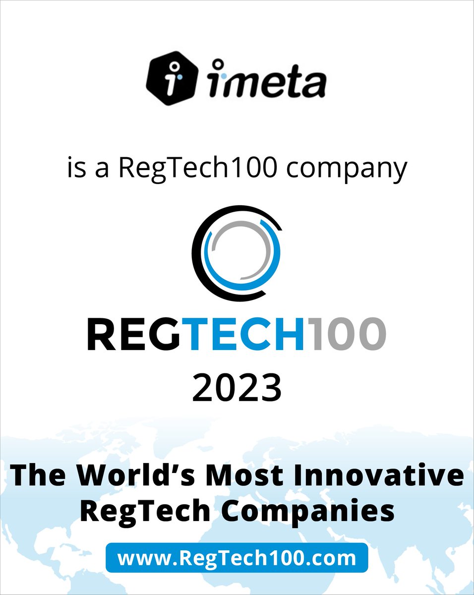 Fintech_Global's tweet photo. Well done to @iMeta_UK for making it onto the #RegTech100 list!

Check out the full list here: https://t.co/xMqeQOwx36

#RegTech #FinTech https://t.co/aDx925uhhC