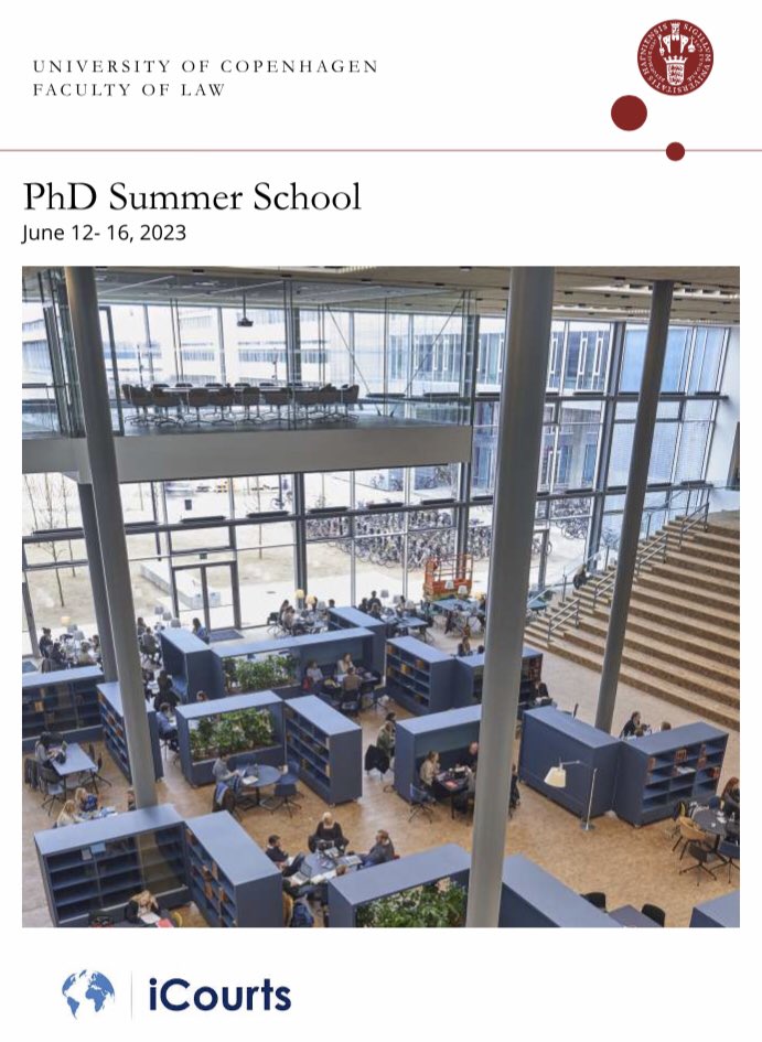 <a href="/iCourts_jur/">iCourts</a> PhD Summer School is back for its 11th edition 12-16 June 2023✨ Make sure to apply by Feb 10th if you’re in the early stages of your PhD project, want to expand your methodological toolkit and get invaluable feedback on your project! 👇🏼

jura.ku.dk/icourts/calend…