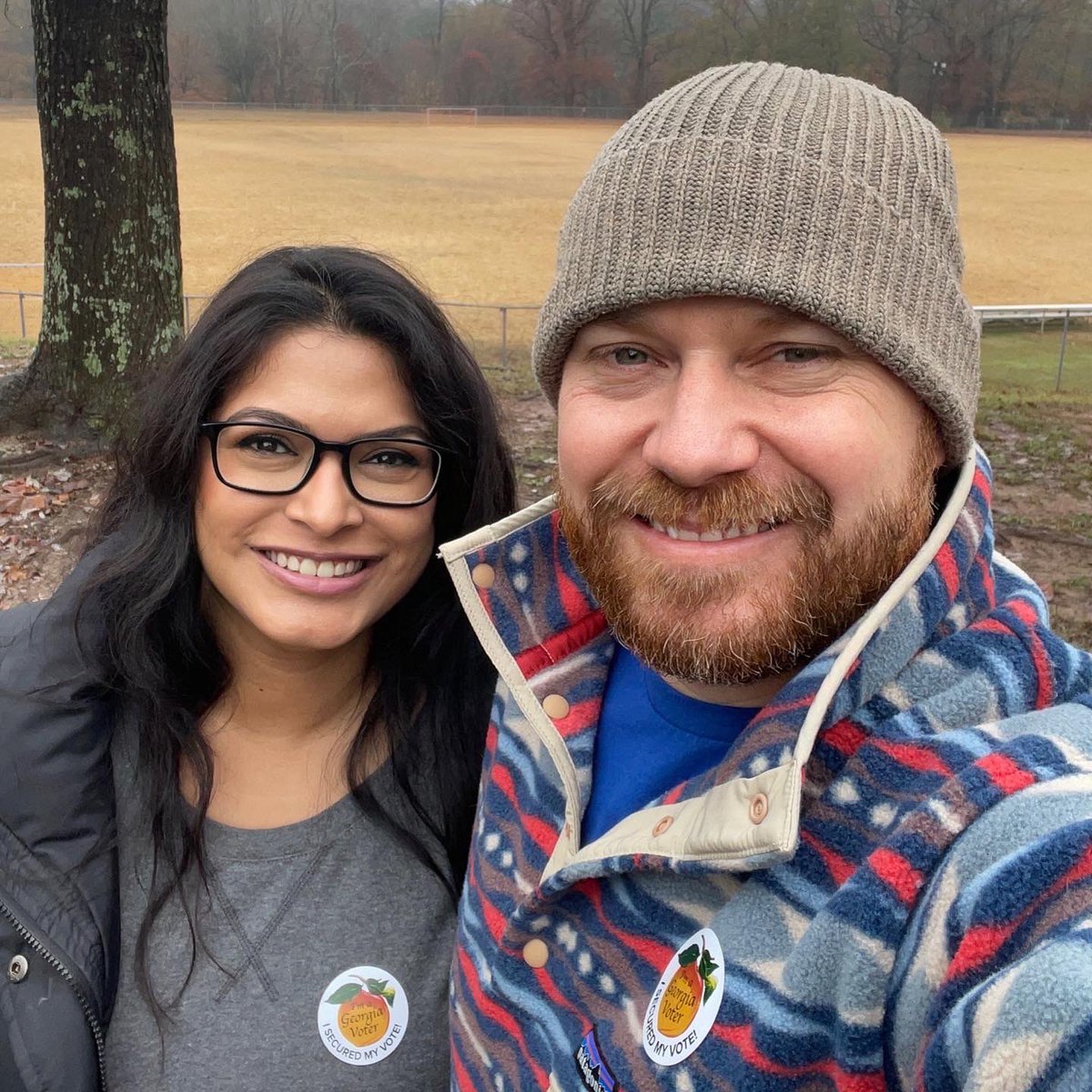 charlie4georgia's tweet photo. It’s Election Day and Hazel Nut sent her humans to make sure we bring it home for @ReverendWarnock! 
And if you live in Roswell, don’t forget to cast your vote for @SarahZBeeson for City Council. Let’s do this, Georgia 🗳 #gapol https://t.co/Jpz5M05SyJ