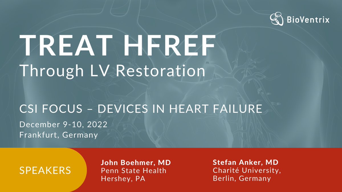 BioVentrix (@bioventrix) on Twitter photo Join Us At #CSIDHF2022 In Frankfurt, Germany Dec. 9-10.  Revivent Talk by Dr. John Boehmer and Alginate Hydrogel Talk by Dr. Stefan Anker.  Achieve Heart Failure Remission Through LV Restoration.
 
#HeartFailure #StructuralHeart #LVreshape #ReviventTC #LIVETherapy
<a href="/CSIcongress/">CSI Congress</a> Join Us At #CSIDHF2022 In Frankfurt, Germany Dec. 9-10.  Revivent Talk by Dr. John Boehmer and Alginate Hydrogel Talk by Dr. Stefan Anker.  Achieve Heart Failure Remission Through LV Restoration.
 
#HeartFailure #StructuralHeart #LVreshape #ReviventTC #LIVETherapy
<a href="/CSIcongress/">CSI Congress</a>