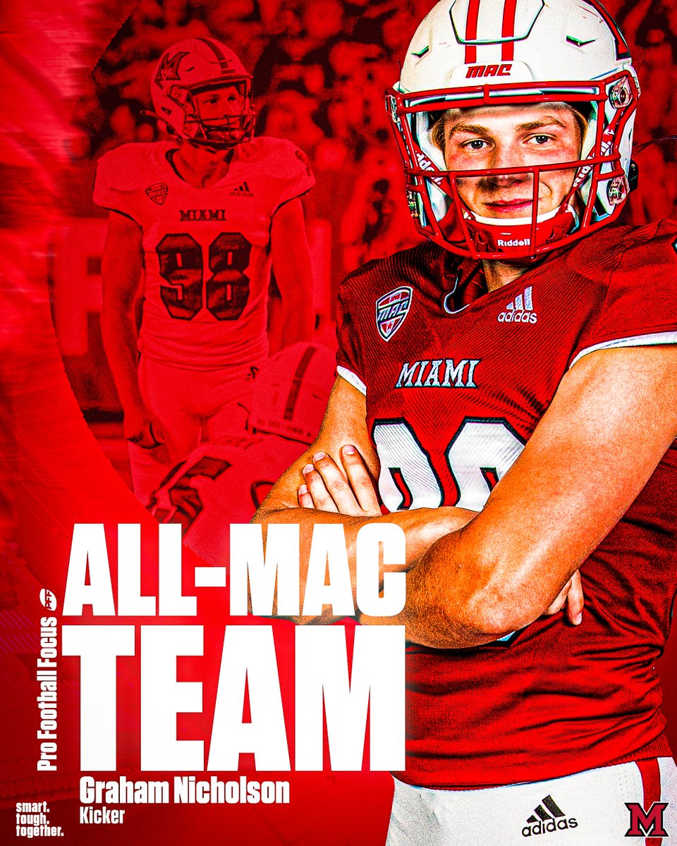 Miami Football (@miamiohfootball) on Twitter photo Congrats to <a href="/gnicholson99/">Graham Nicholson</a> on being named to the
<a href="/PFF_College/">PFF College</a> All-MAC Team‼️
#RiseUpRedHawks | 🎓🏆 Congrats to <a href="/gnicholson99/">Graham Nicholson</a> on being named to the
<a href="/PFF_College/">PFF College</a> All-MAC Team‼️
#RiseUpRedHawks | 🎓🏆
