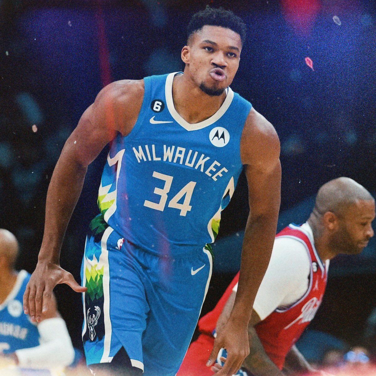 Giannis since Montrezl tried taking away his balls postgame🪜

- 36.0 PPG
- 10.1 RPG 
- 5.7 APG 
- 60% FG
- +48 plus-minus