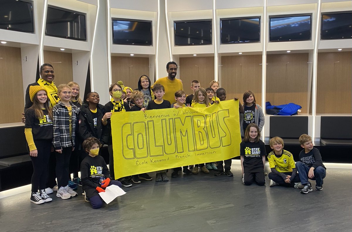 It was an honor to join ⁦<a href="/ColumbusCrew/">The Crew</a>⁩ for their big announcement of their new head coach, Wilfried Nancy! Our 4th and 5th graders from Ecole Kenwood did an amazing job welcoming him to Columbus - in French! #OurCCS #Crew96