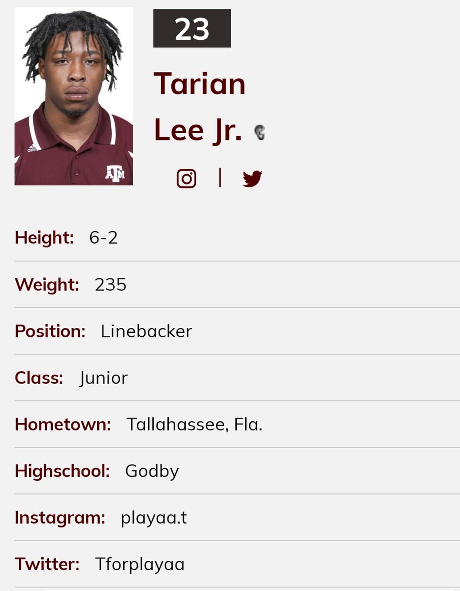 Texas A&amp;M LB Tarian Lee entered the transfer portal; he played in 23 games during his time with the Aggies <a href="/Tforplayaa/">Tarian Lee Jr 2️⃣3️⃣</a> <a href="/mfarrellsports/">Mike Farrell</a>
