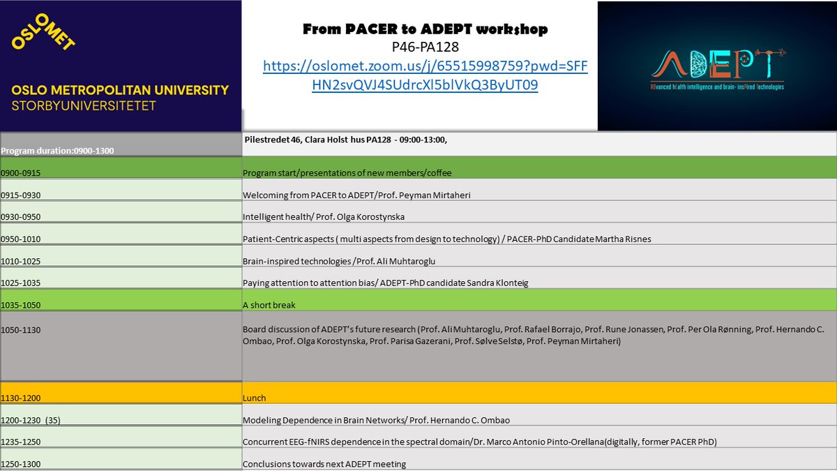 I am pleased to announce the "From PACER to ADEPT" Workshop on Friday, 9. dec. ADEPT members can participate at P48-PI128 ( please reply to the outlook call). Non-members can participate digitally in Zoom: oslomet.zoom.us/j/68653001699?… <a href="/ADEPT_OsloMet/">ADEPT<a href="/OsloMet/">OsloMet</a></a> <a href="/AtPacer/">PACER-project at OsloMet</a> @OsloMet