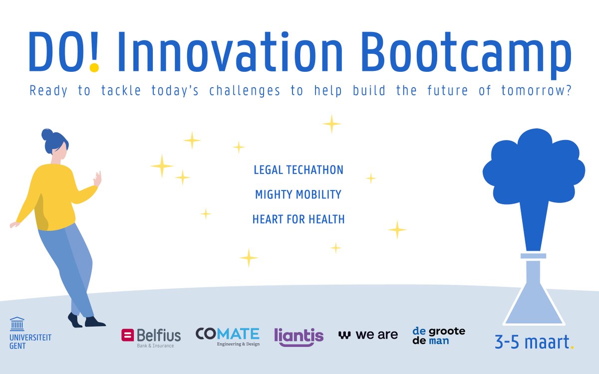 Call for <a href="/ugent/">UGent</a> students and researchers to tackle today’s challenges &amp; help build the future of tomorrow! #doinnovationbootcamp 2023 focusses on legal tech, mobility &amp; health challenges. Powered by <a href="/Belfius/">Belfius</a> Comate, <a href="/LiantisBe/">Liantis</a>, we are, <a href="/DGDM_Advocaten/">DGDM Advocaten</a> bit.ly/doinnovationbo…