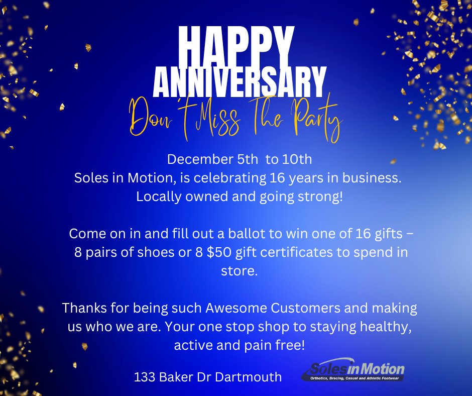 Let's Party! December 5th to 1o we're  celebrating 16 years in business!
 
#localbusiness #smallbusiness #businessanniversary #halifaxdartmouthbusiness