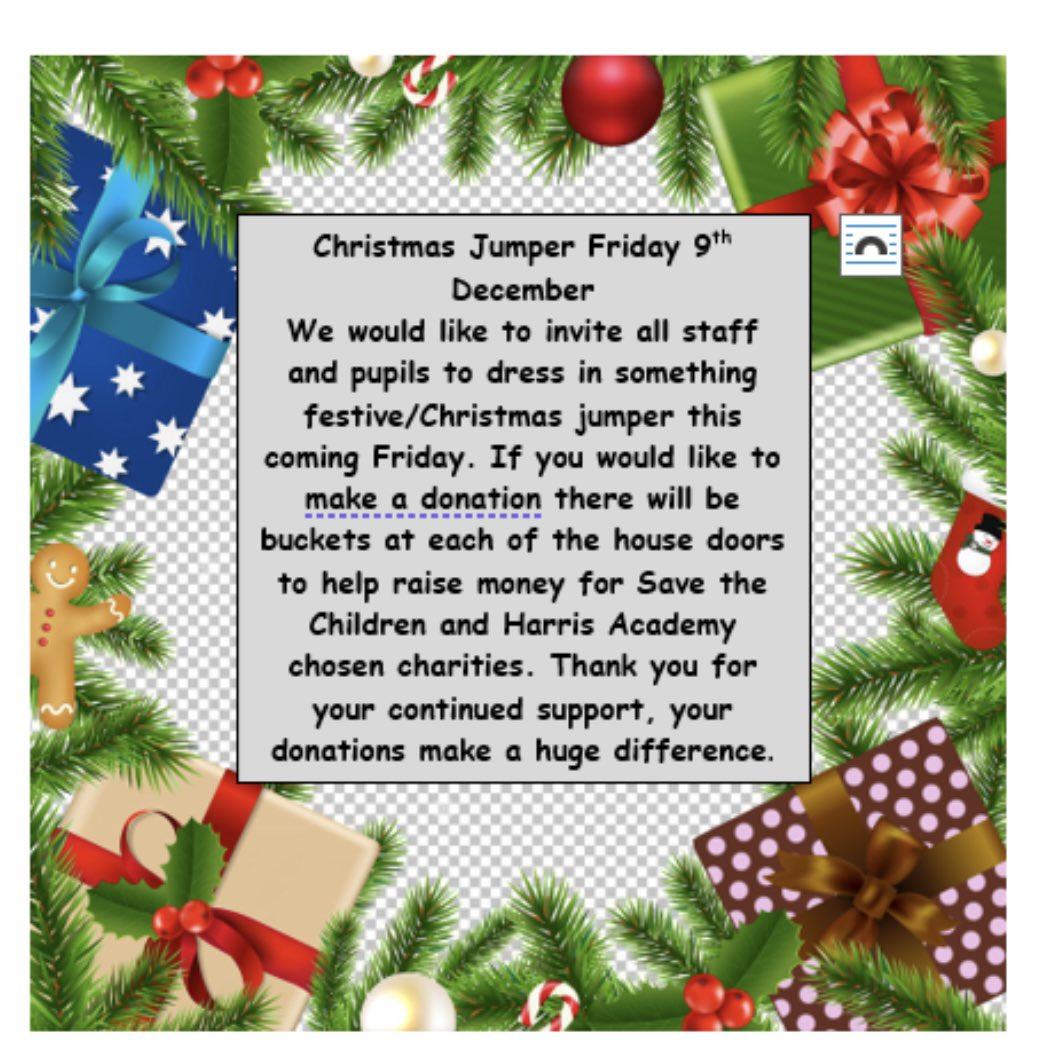 HarrisTogether's tweet image. Wear something festive this Friday!🎄🎅 @harrisacdundee