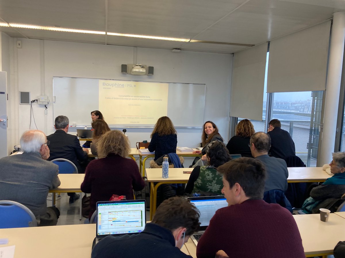 MOST (DRM/Dauphine) (@dauphinemost) on Twitter photo Cet après-midi, Nathalie Hababou soutient sa thèse sur le sujet :
"Comptabilité en soutenabilité forte
Freins et leviers à la mise en oeuvre d'une innovation comptable"
Cette thèse était dirigée par <a href="/dejean_fred/">Fred Dejean</a> et <a href="/A__Rambaud/">Alexandre Rambaud</a> Cet après-midi, Nathalie Hababou soutient sa thèse sur le sujet :
"Comptabilité en soutenabilité forte
Freins et leviers à la mise en oeuvre d'une innovation comptable"
Cette thèse était dirigée par <a href="/dejean_fred/">Fred Dejean</a> et <a href="/A__Rambaud/">Alexandre Rambaud</a>