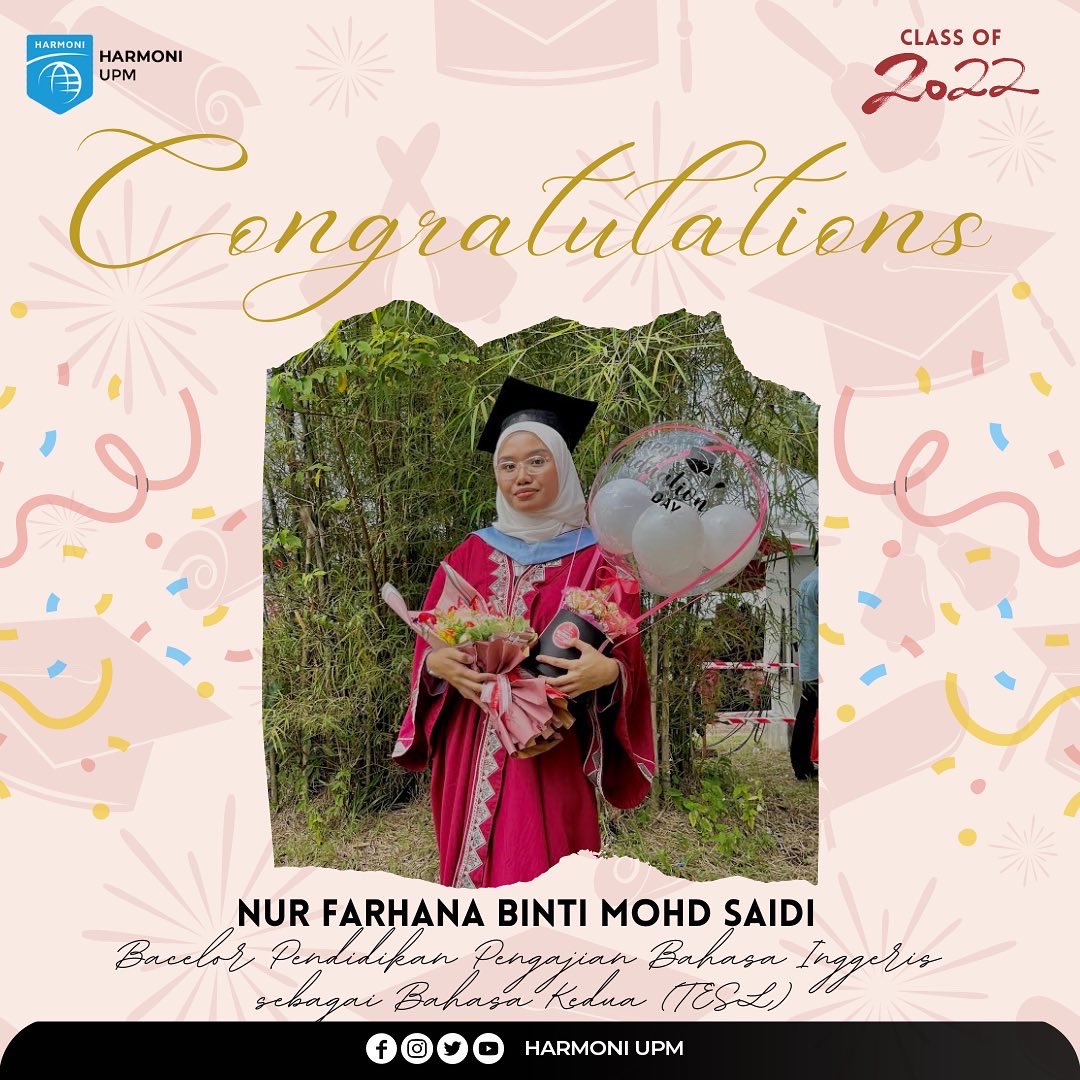 harmoniupm's tweet photo. Belia Harmoni UPM mengambil peluang untuk mengucapkan Selamat Maju Jaya kepada semua graduan dalam meneruskan legasi masing-masing pada masa akan datang. Semoga berjaya dalam menempuh fasa kehidupan yang baru!

AKHLAK | KHIDMAT | UKHWAH

#HarmoniUPM https://t.co/Gf1UXnVd3N