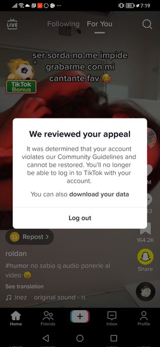 Vete a la mierda Tiktok 😡😡😡ten&iacute;a 173mil followers 😭😭😭todos mis videos y drafts y todo te lo quitan alv Pronto<a href="/tag/tiktokbanned"class="tags"><span>#tiktokbanned</span></a>
