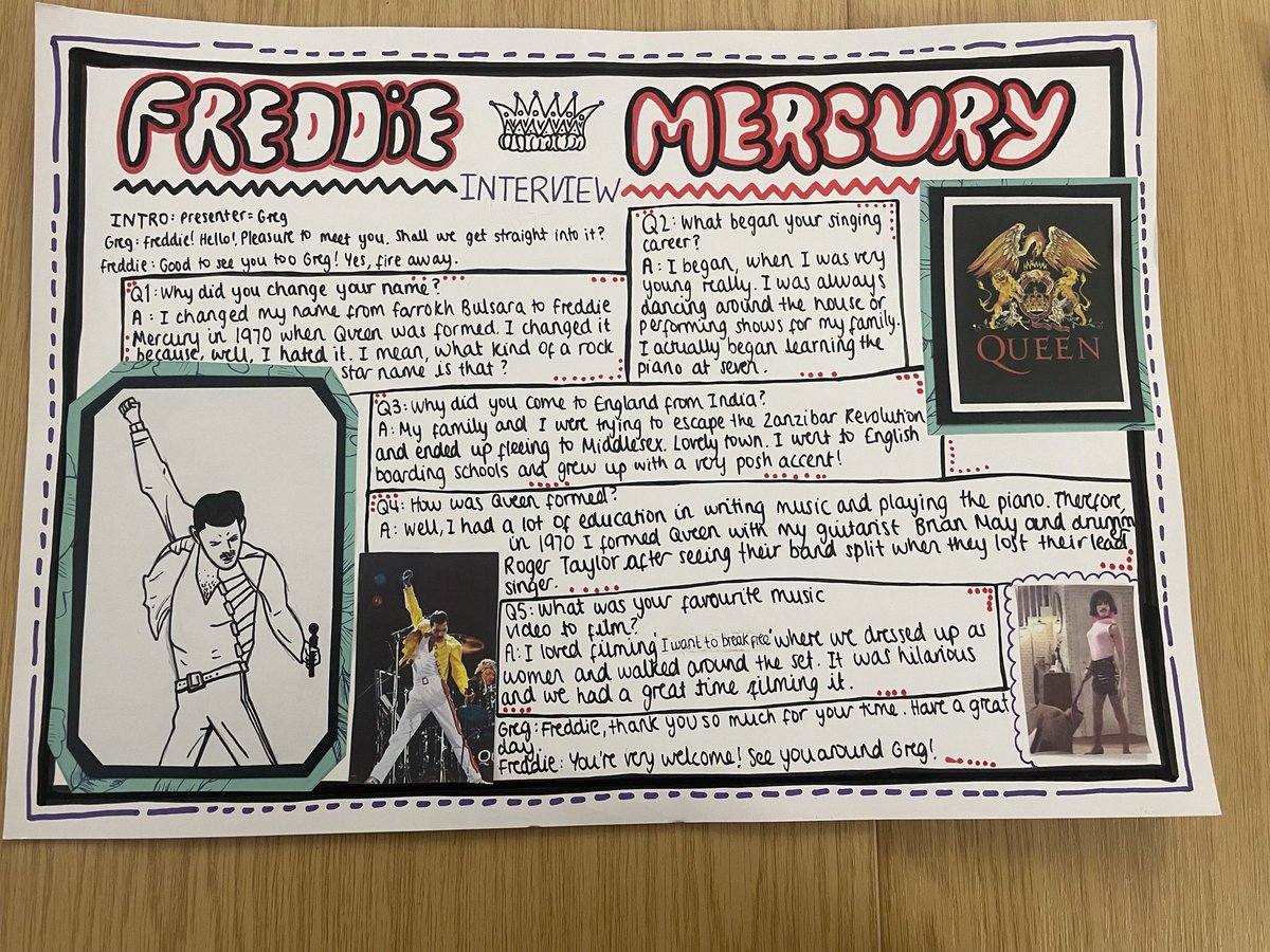 Here are some of our fabulous 'An Interview With...' Non-Fiction November entries. Our pupils researched their chosen person and produced an illustrated Q&amp;A interview. Our entries included interviews with Freddie Mercury, Anne Frank, <a href="/MarcusRashford/">MR14</a> and <a href="/JillScottJS8/">Jill Scott MBE</a>