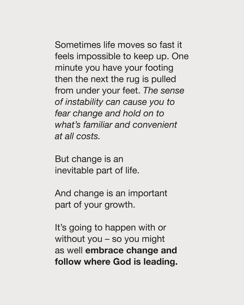 ChristineCaine's tweet photo. God wants you to grow from one season of life to the next, and build your faith along the way. You don’t need to fear change – you can embrace it 💛 Episode 219: How to Start Well and Finish Strong on my podcast. 🎧
https://t.co/XiylylNAB3 https://t.co/Seta6y1MOy