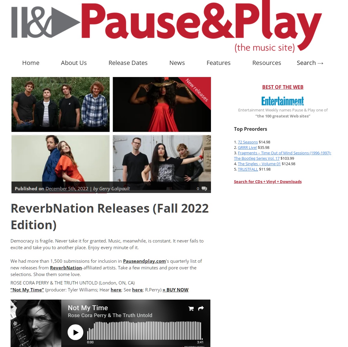 rosecoraperry's tweet photo. Wowee! Consider us flattered. Our new single #NotMyTime was selected out of 1500+ submissions to be featured in the latest edition @pauseandplay and we're the ONLY #Canadian band to make the cut no less! 

#RocksNotDead #RoseCoraPerry #TheTruthUntold #PauseandPlay #NewRelease https://t.co/a6z4pYTILz