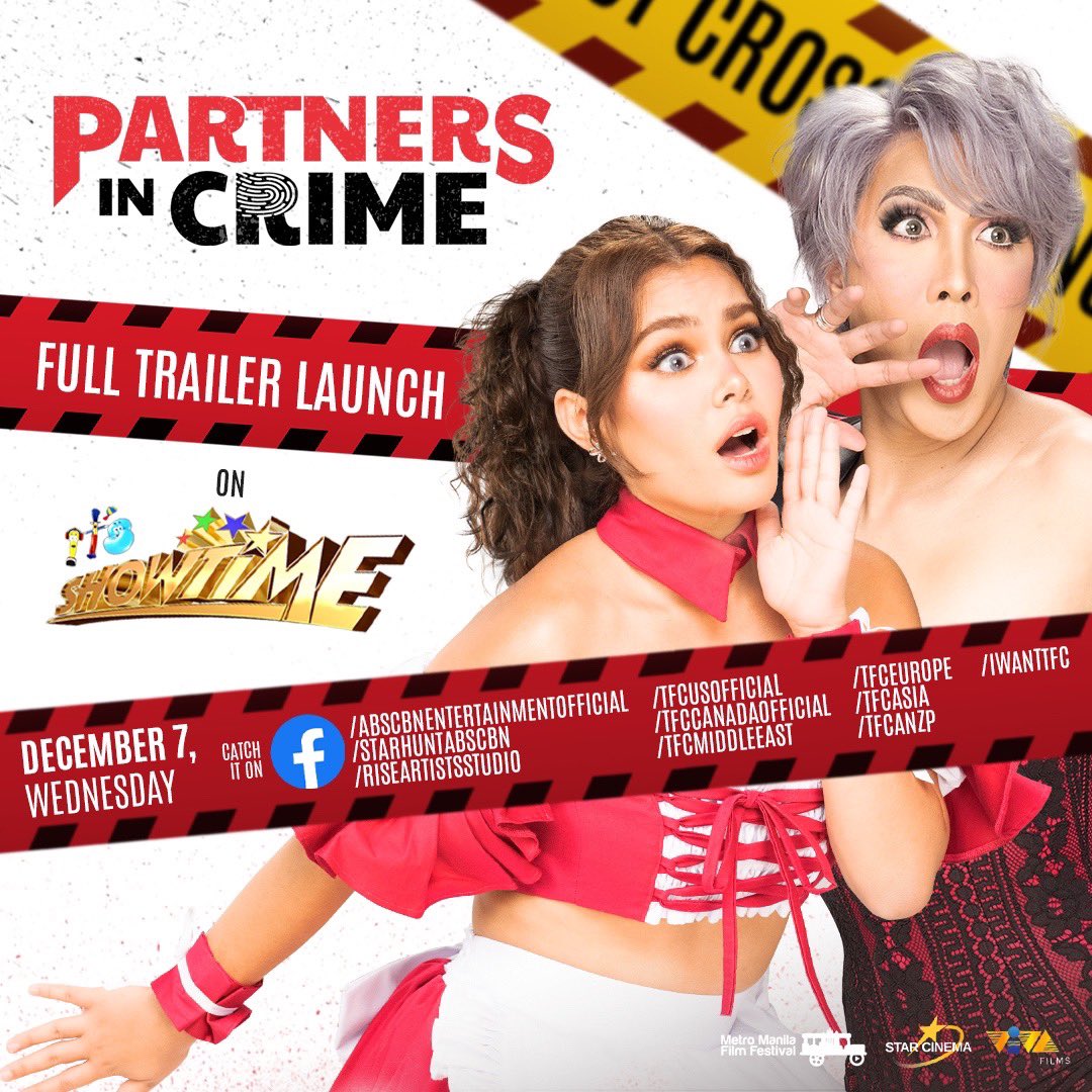itsShowtimeNa's tweet photo. ‼️DO NOT CROSS‼️ BUT PLEASE WATCH 😎😎

ABANGAN sa IT'S SHOWTIME at official Kapamilya social media accounts ang FULL TRAILER REVEAL ng "Partners In Crime" BUKAS, December 7!

THE UNKABOGABLE KEMBAK sa isang pangmalakasang collab ngayong Pasko! 💥 https://t.co/A1prXU5Wy6