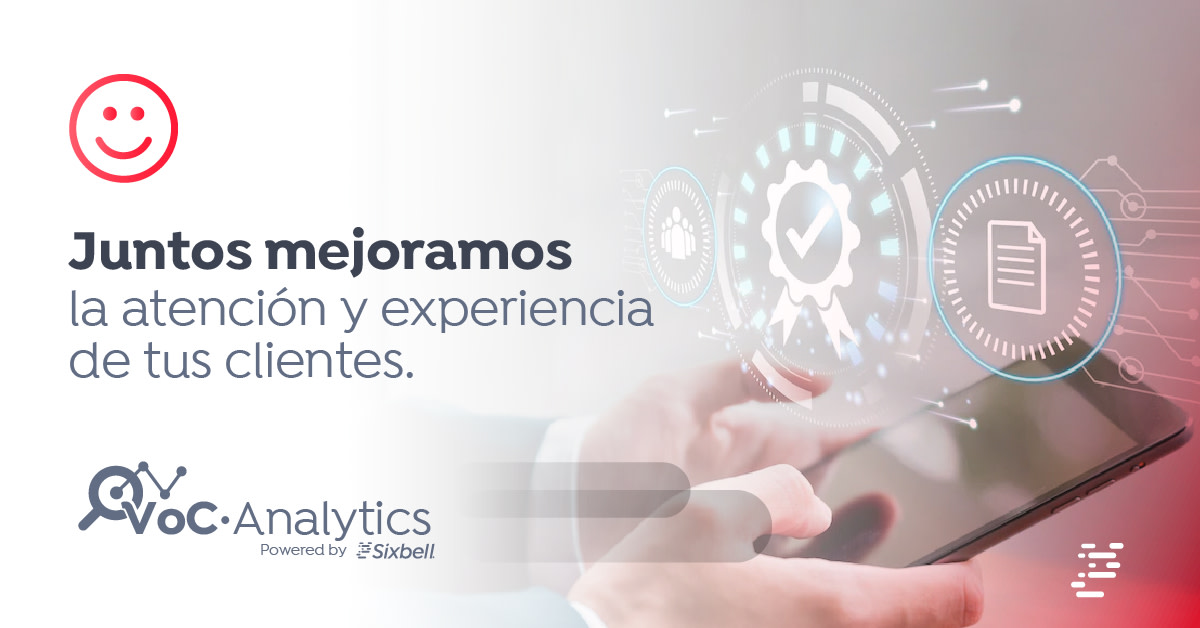 sixbell_corp's tweet photo. Ahora es más sencillo implementar accionables para mejorar el #ServicioDeAtención y la #ExperienciaDelCliente con las soluciones #VOC #Analytics y la oportuna #consultoría y acompañamiento de #Sixbell. Para más información visita: https://t.co/BWXtE2mYC5 https://t.co/broObbGcNw