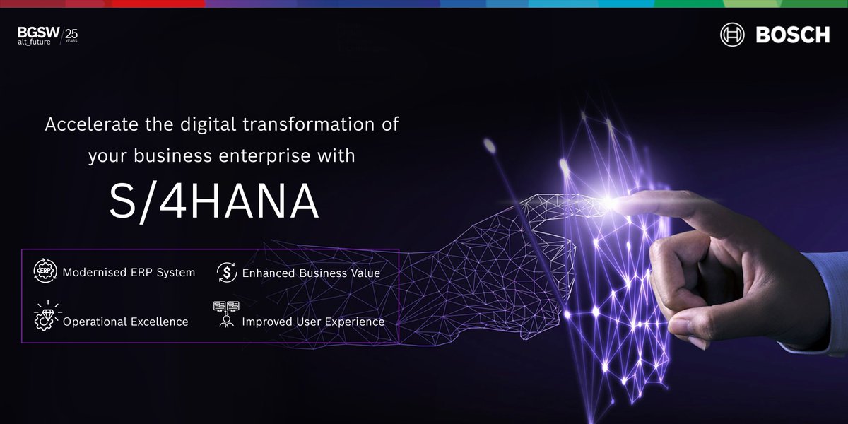 BoschSoftware's tweet photo. Integrating a company’s core legacy functionalities with new-age technologies can be difficult. Learn how S/4HANA, helps in simplifying these complicated processes and facilitates the development of key business processes. https://t.co/NLX2EB6Ix9

#alt_future #BGSW https://t.co/flBfwhIAtp