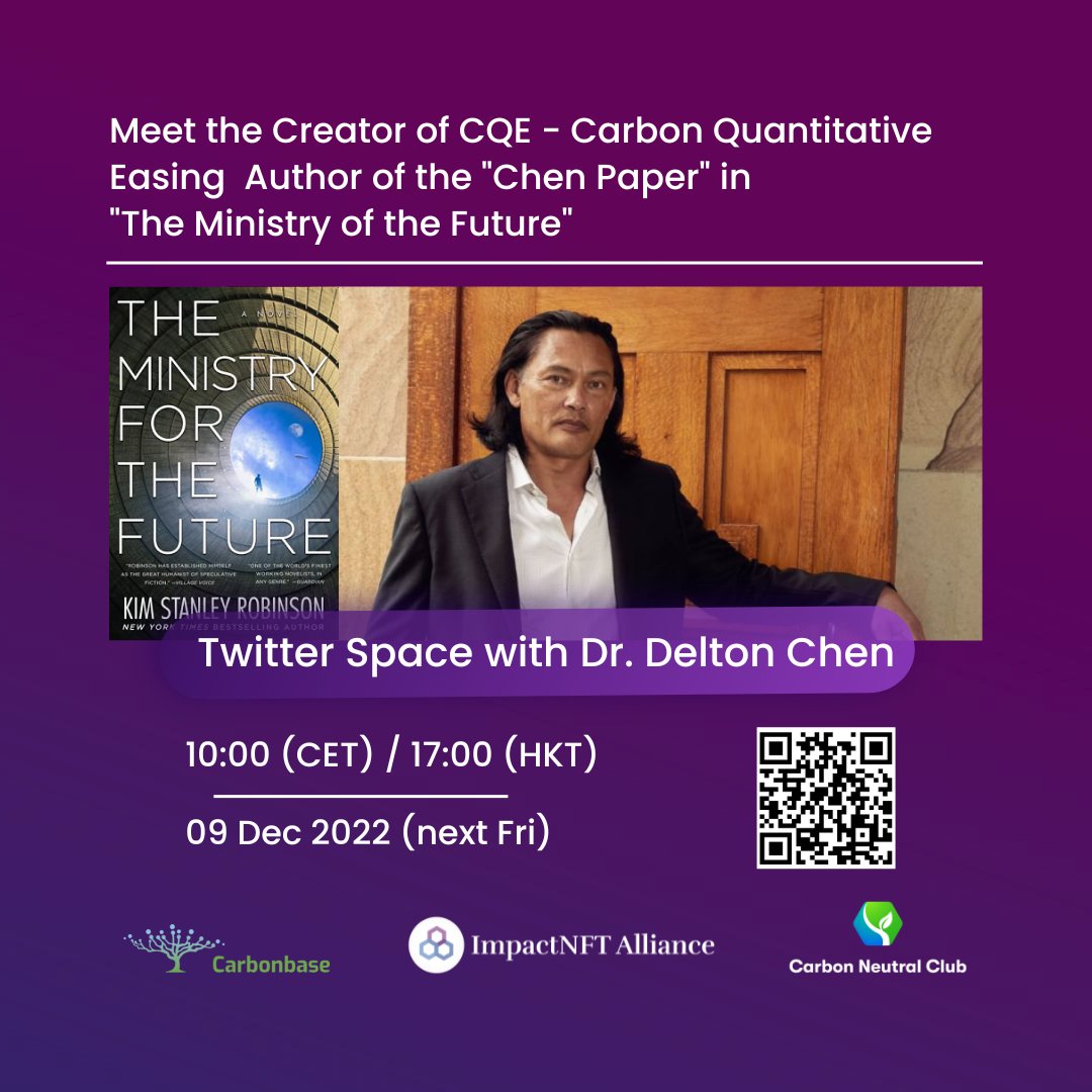 Imagine a global monetary policy backed by the world’s central banks that rewards all players for #carbon removal. 

This Friday, you can talk with Dr. Chen about his revolutionary idea, which is very much connected to #ReFi, #Regen 

Set a reminder here: x.com/i/spaces/1yNGa…