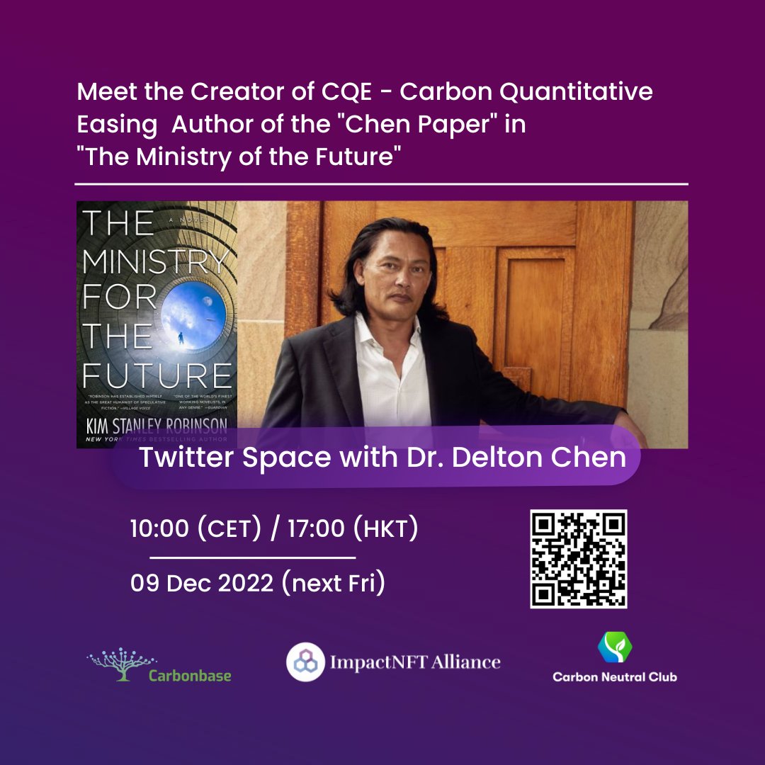 Imagine a global monetary policy backed by the world’s central banks that rewards all players for #carbon removal. This Friday, you can talk with Dr. Chen about his revolutionary idea, which is very much connected to #ReFi, #Regen Set a reminder here: twitter.com/i/spaces/1yNGa…