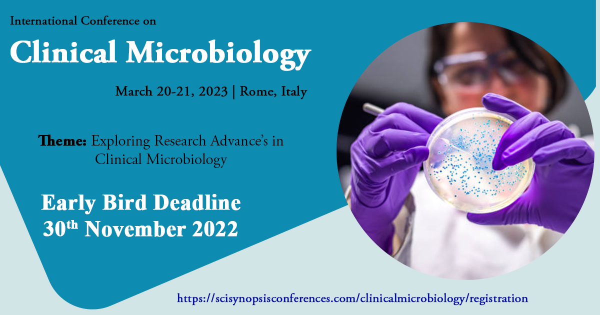 sylviamaddison8's tweet photo. Register today to meet the global experts and share your Knowledge at our upcoming event #Clinical_Microbiology Conference in @Rome, @Italy
before the Early bird Deadline i.e. 30th November, 2022
Submit your abstracts:https://t.co/MjIyTbKvkH
#foodmicrobiology https://t.co/vwmJd6Dy4s