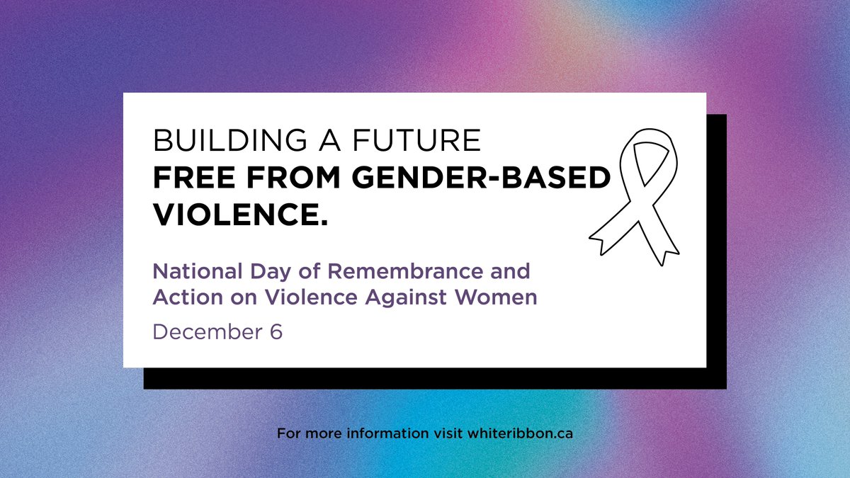 On National Day of Remembrance and Action on Violence Against Women, we show our support for the #WhiteRibbonCampaign, the world’s largest movement of working to end violence against women and promote gender equity. Take the pledge today: whiteribbon.ca/pledge 

#WhiteRibbonDay