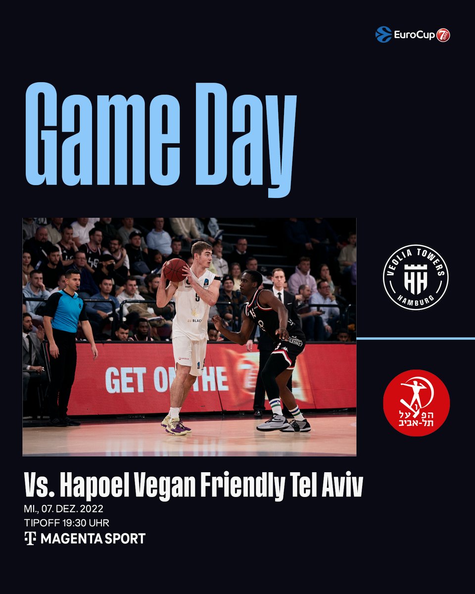 hamburgtowers's tweet image. It's @EuroCup #GameDay! Wir starten mit euch in #Round07 und begrüßen @HapoelTLVBC bei uns in Hamburg zu Gast. 🏀😎

📺 #LIVE ab 19.20 Uhr unter: magentssport.de  #VeoliaTowersHamburg #MorethanBasketball