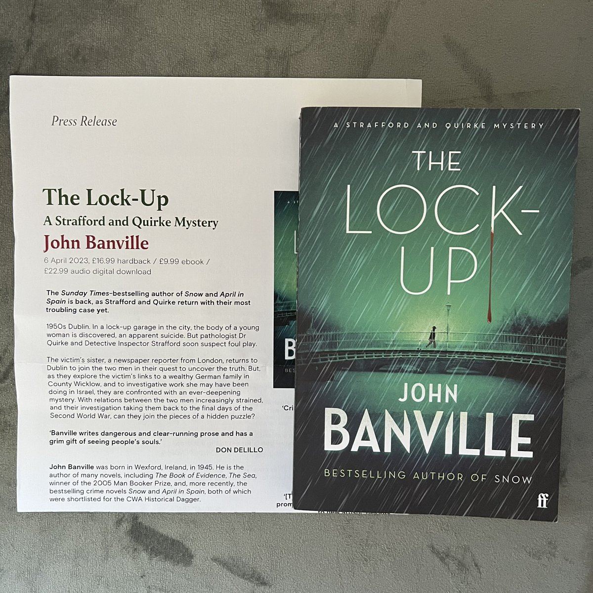 karendennise's tweet photo. Thanks to @laurennicoll_ for this exciting surprise #bookpost
#TheLockUp by John Banville is publishing April 2023 from @FaberBooks https://t.co/tQFzqmne1N