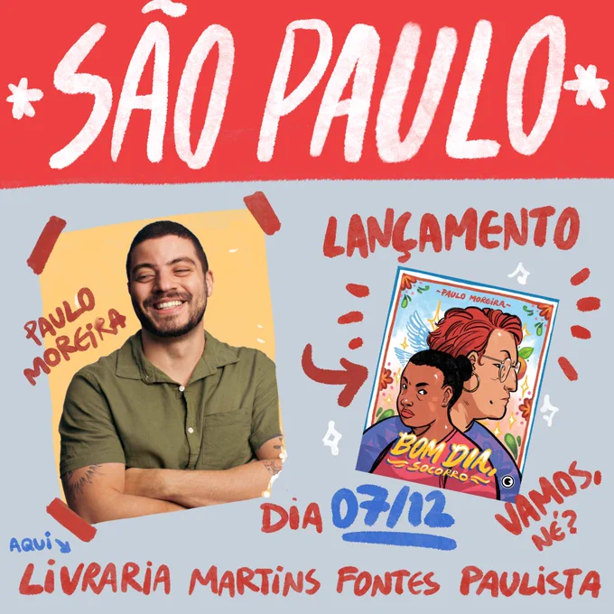 BOM DIA, SÃO PAULOOO ⭐️🙏😘 achou que n ia ter lançamento de ⭐️BOM DIA, SOCORRO⭐️? pois essa quarta tem🚨 lá na Livraria Martins Fontes Paulista das 19h às 21h 🤌 espero vcs lá! 