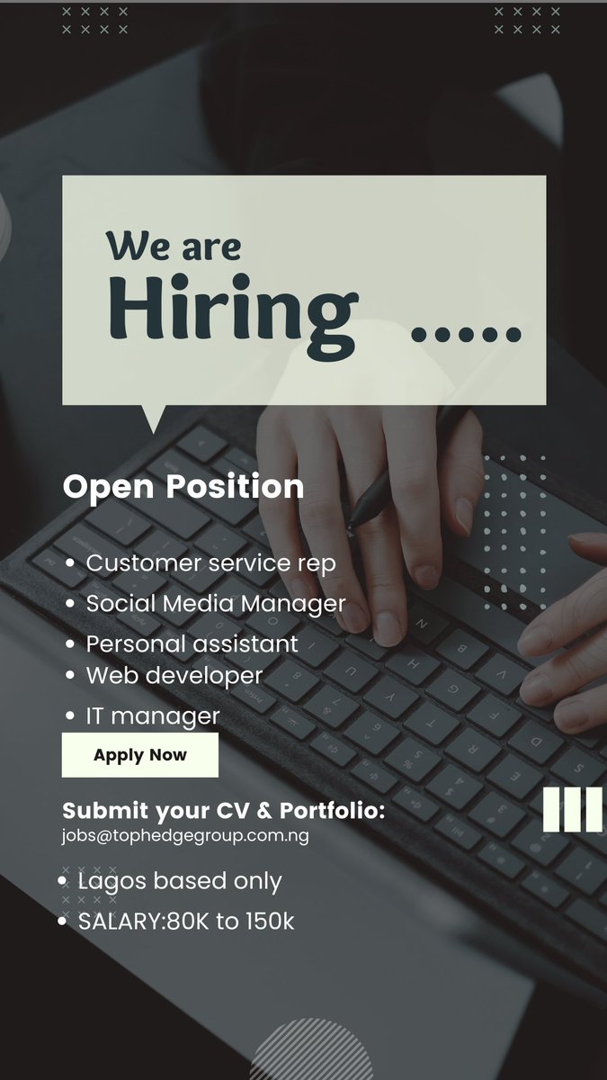 JayOdionyefe's tweet photo. @spiriitual @chi0fficial @Moonshineboy20 @ConvertOdds @donsoj52 @YomiOrii @_thatFulanigirl @Ekitipikin Qualified and interested candidates can apply via
jobs@tophedgegroup.com.ng
#PeterObiForPresident2023 #journorequest #winmetawin #FIFAWorldCup2022 #winmetawin #Ukraine https://t.co/iHxpXrGaTE