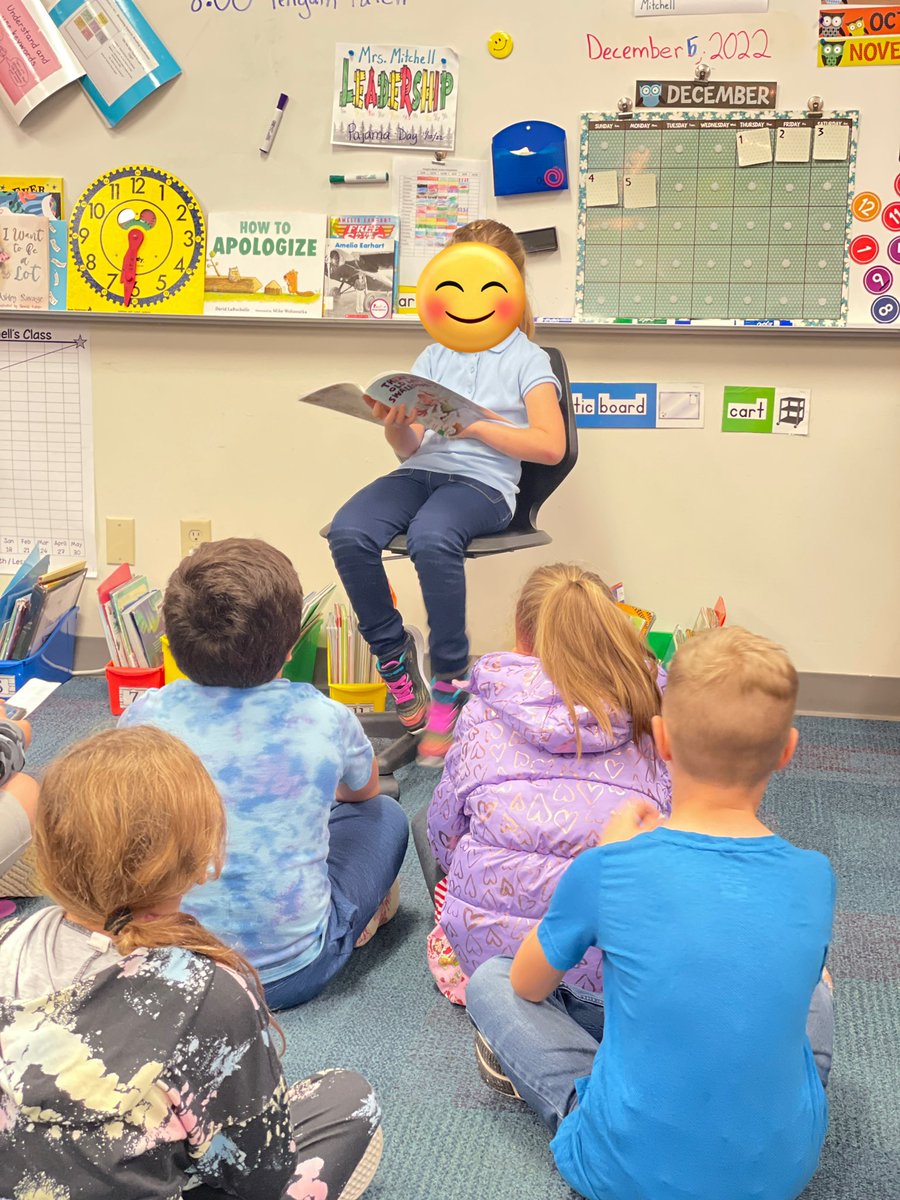KAustinLeads's tweet photo. Sweet 2nd grade student leading Habit Huddle for her class with a read aloud. @7Hills_Mitchell https://t.co/OU6bBLrig0