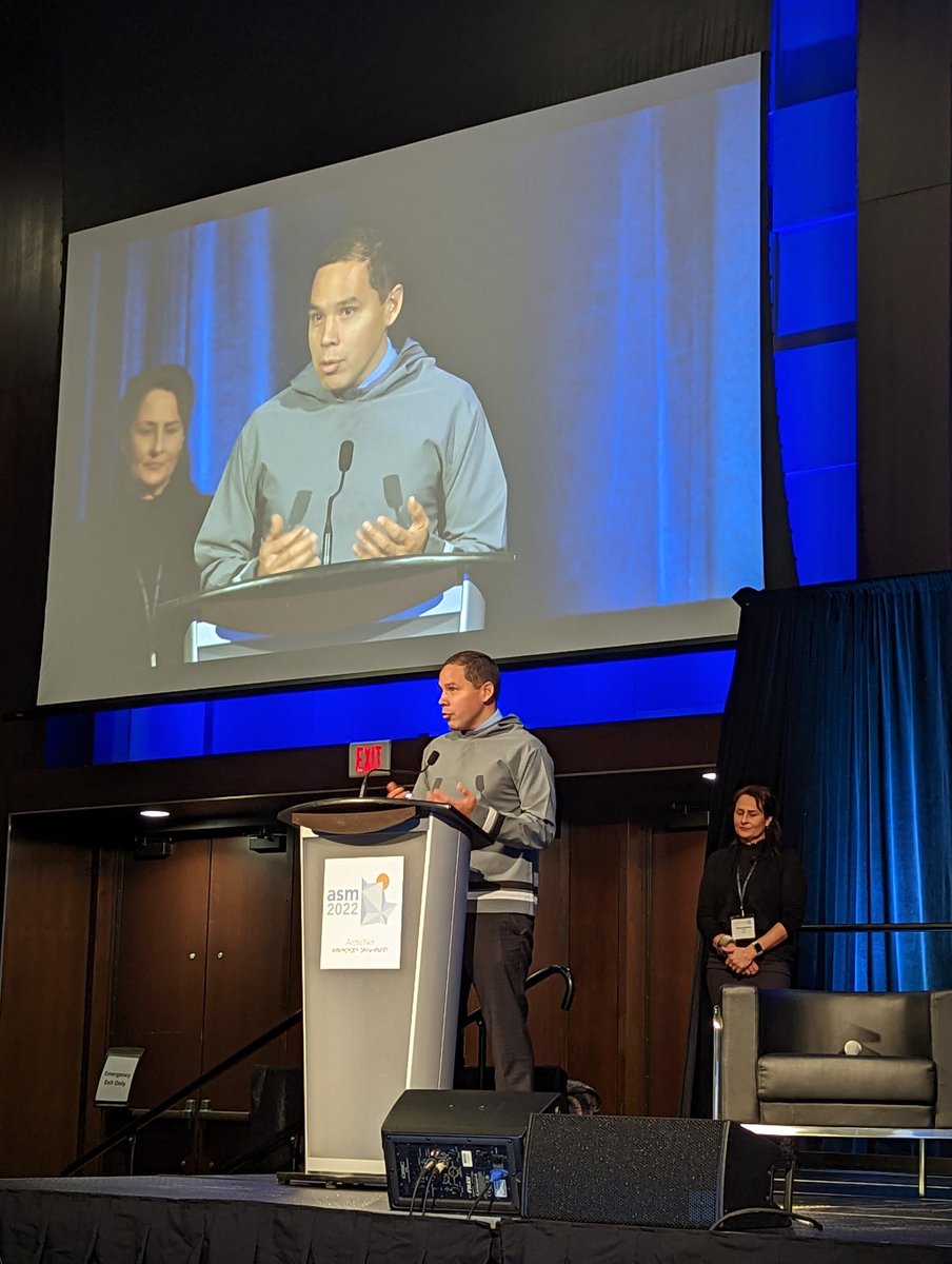 Natan Obed, President of <a href="/ITK_CanadaInuit/">ITK</a> at <a href="/ArcticNet/">ArcticNet</a> #ASM2022 opening remarks thanking all of our amazing sponsors that contributed to the Northern Travel Award @ArcticFocus @CanMountainNet CIRNAC <a href="/sentinelle_nord/">Sentinelle Nord | Sentinel North</a> and ArcticNet's own funding.