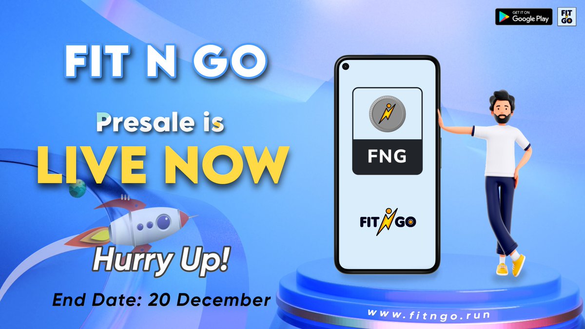 ⚡ Fit N Go - $FNG presale is live!

Participate and try most unique Fitness and M2E app.

ℹ️ Join Presale:
app.fitngo.run/presale
Presale End date:
20 December 2022
Token Price: $0.0003
Token For Sale:
200,000,000
Min Buy: 0.1 BNB

#FNG #BSC #Crypto #M2E #Binance  #Presale