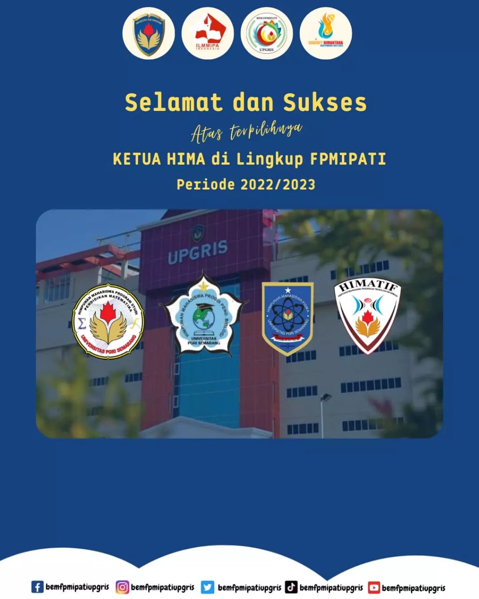bemfpmipati's tweet photo. [SELAMAT DAN SUKSES ATAS TERPILIHNYA KETUA UMUM HIMA DI LINGKUP FPMIPATI]

Selamat atas terpilihnya Ketua Umum dari HIMA di lingkup FPMIPATI periode 2022/2023. Semoga bisa mengemban tugas dengan penuh tanggung jawab. Aamin🙏🏾 https://t.co/BFEqTZDd8Z