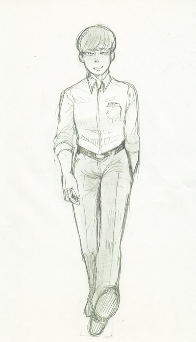 スーツと煙草なジャフロ、シャーペンで描くの楽しい 