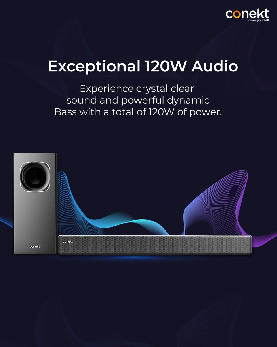conektgadgets's tweet photo. Experience exceptional audio quality with the Insane 120W Soundbar.

.
.
#Conekt #InsaneSoundbar #soundcloud #soundtrack #audio #120W #speakers #hometheater #tvsoundbar https://t.co/oRrwqhqxW0