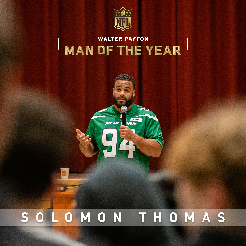 nyjets's tweet photo. For the man who always puts others before himself.

Our 2022 Walter Payton Man of the Year nominee is @SollyThomas90.