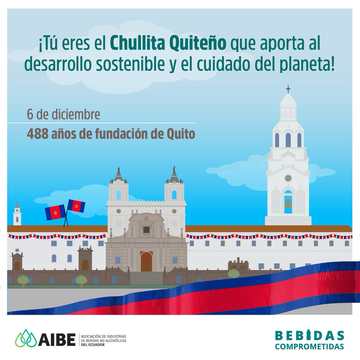 AIBE_EC's tweet photo. #AIBE saluda a la Carita de Dios al conmemorarse 488 años de Fundación. 👏 Desde la @AIBE_EC rendimos un homenaje a las y los quiteños en sus fiestas invitándoles a mantener la ciudad limpia y a colaborar con el reciclaje adecuado de #BotellasPET 🇪🇨 #Quito @MunicipioQuito #EC https://t.co/GOWapGYskK