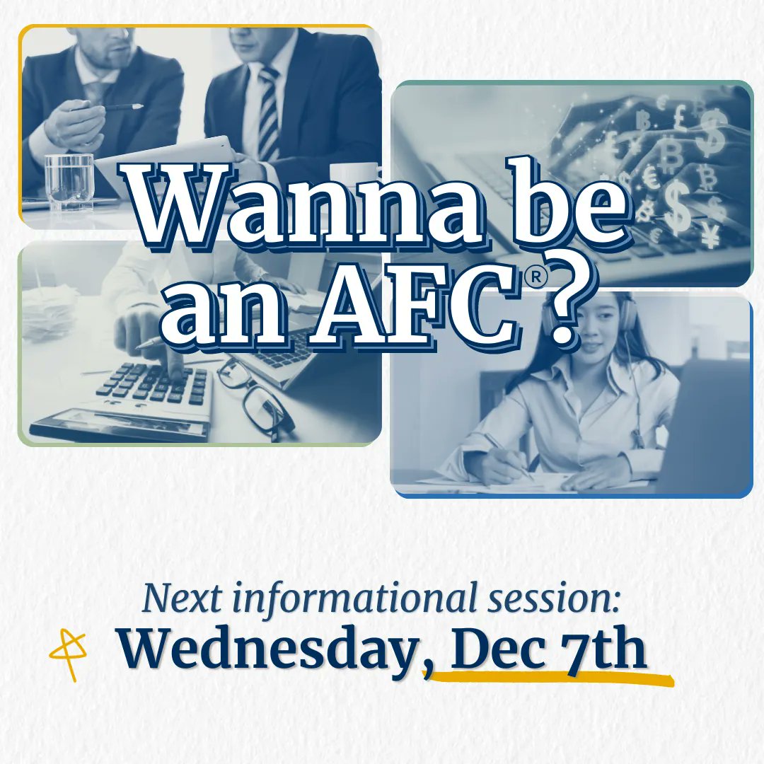 What exactly is an Accredited Financial Counselor and how can you become one? 💰

Come and learn more about what the AFC® accreditation can do for your career, and get all of your questions answered TOMORROW from 3-4pm est! Learn more and register at buff.ly/39ZtZG5 🙌