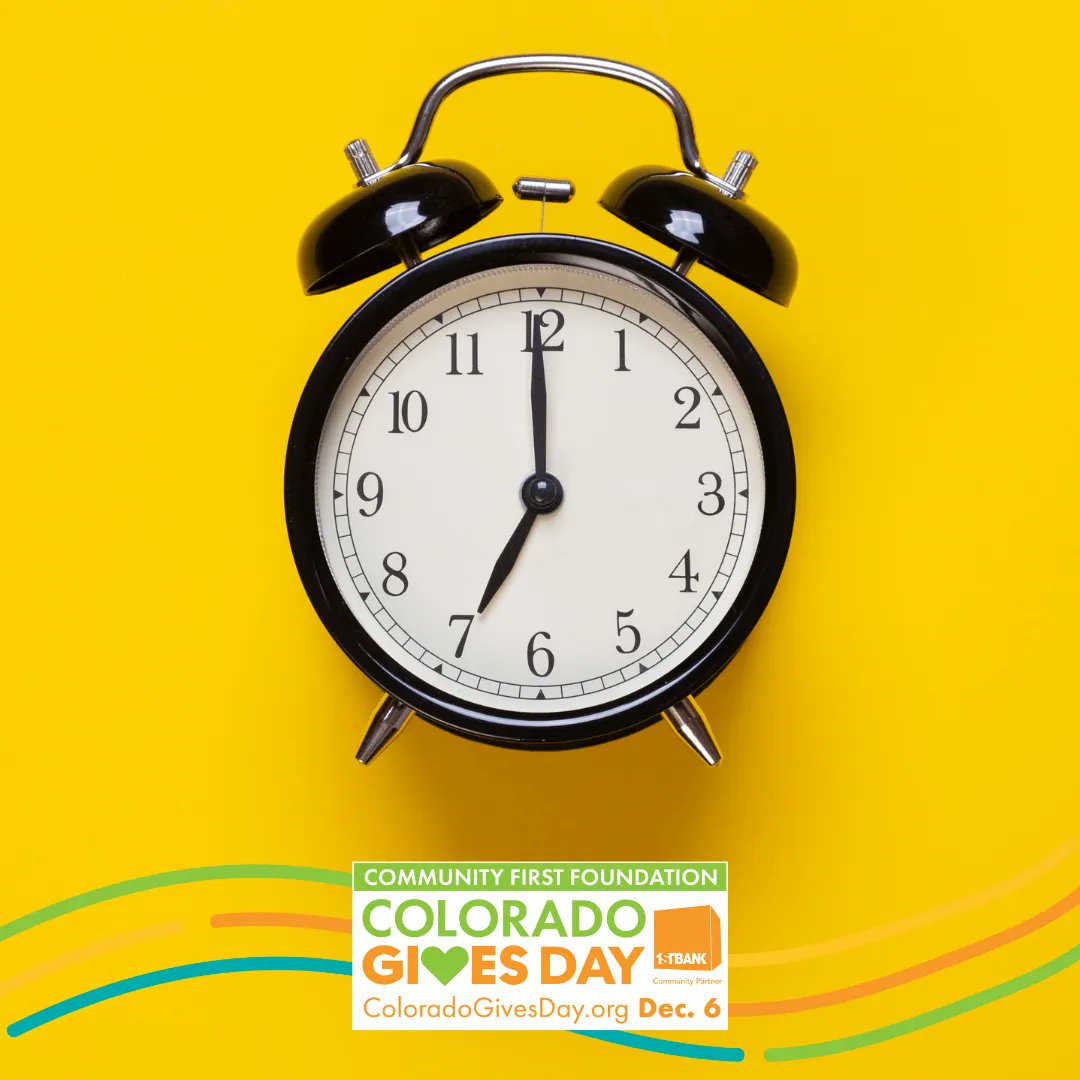Today is Colorado Gives Day. Donate during these power hours and five lucky nonprofits are randomly chosen to win an extra $5,000 prize! 7AM    10AM    2PM    7PM    10PM buff.ly/3VbIUzt
