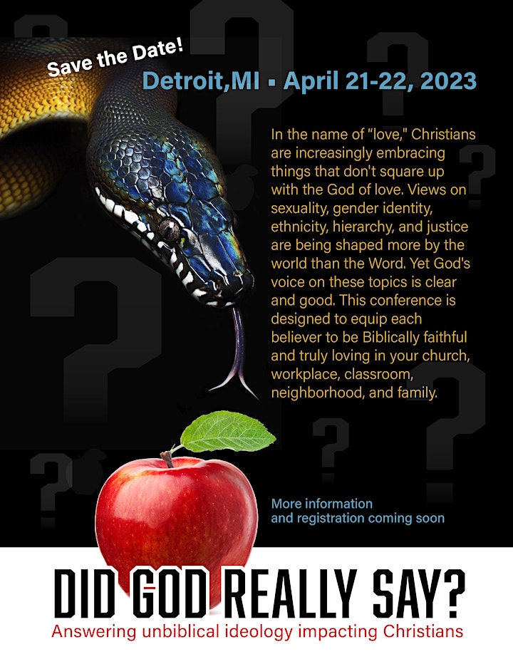 MikeHanafee's tweet image. Register at eventbrite.com/e/did-god-real…
Friday &amp;amp; Saturday April 21-22, 2023. 
2 Friday evening sessions &amp;amp; 4 Saturday sessions with lunch included. 
Addressing Progressive Christianity, Gender, Race, Abortion, CRT, Social Justice, &amp;amp; more.