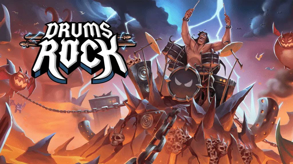 UploadVR's tweet photo. Drums Rock is smashing its way onto another platform, with developers Garage51 confirming a release on PSVR 2.

https://t.co/s3iO2qz8qD https://t.co/PBJ9dsipaj
